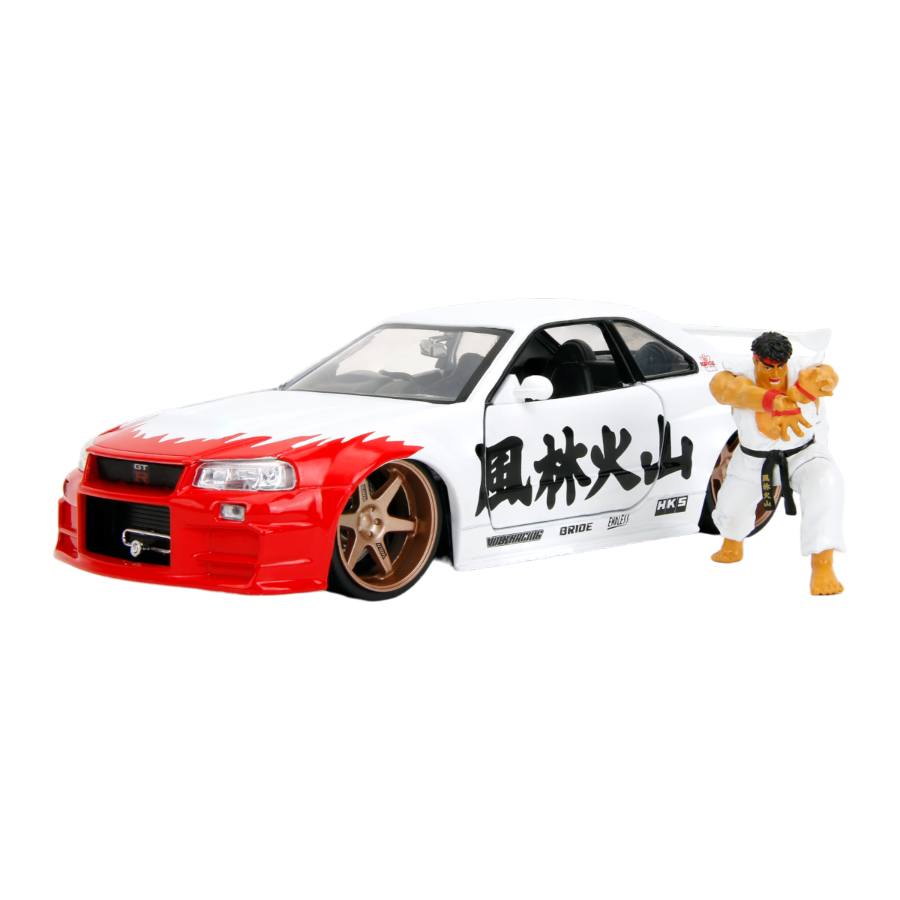 Street Fighter - Nissan Skyline GTR R34 (with Ryu figure) 1:24 Scale Diecast Vehicle Set - Jada Toys - Diecast - Image - Pop Weasel