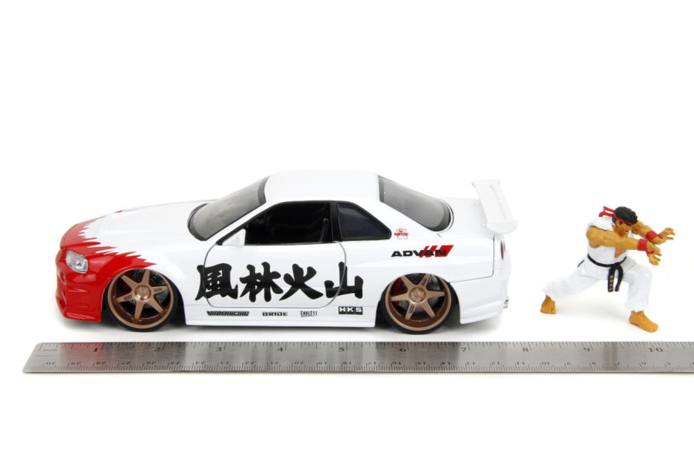 Image Pop Weasel - Image 10 of Street Fighter - Nissan Skyline GTR R34 (with Ryu figure) 1:24 Scale Diecast Vehicle Set - Jada Toys - Diecast - Image - Pop Weasel