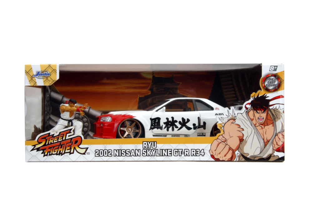 Image Pop Weasel - Image 12 of Street Fighter - Nissan Skyline GTR R34 (with Ryu figure) 1:24 Scale Diecast Vehicle Set - Jada Toys - Diecast - Image - Pop Weasel