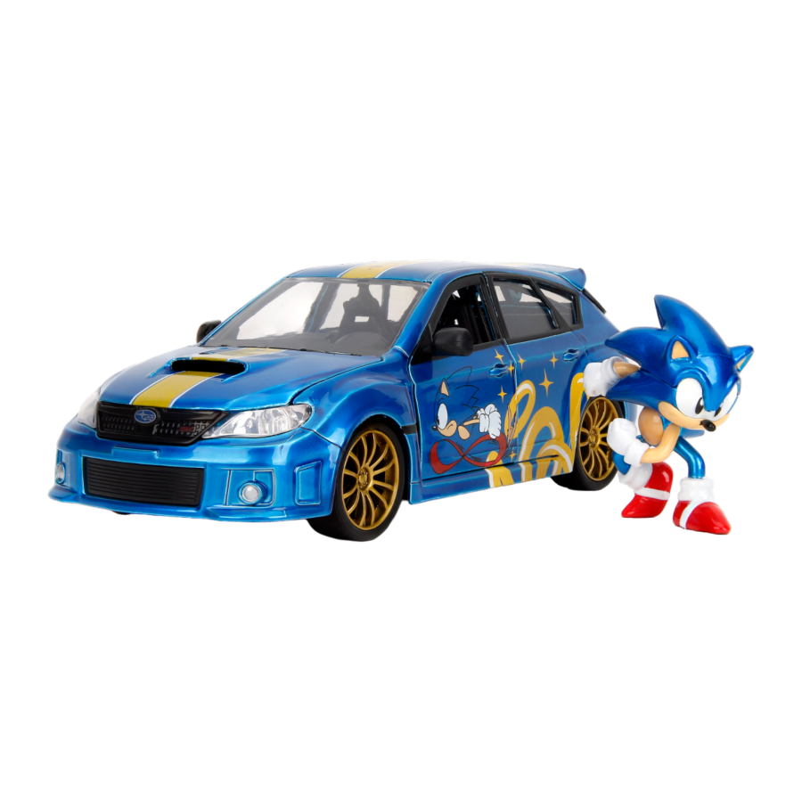 Sonic  - Subaru STI with Sonic Figure 1:24 Scale Diecast Vehicle - Jada Toys