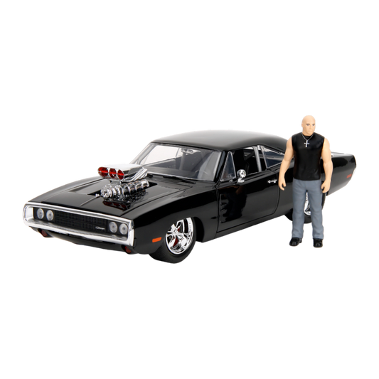 Hollywood Rides - 1970 Dodge Charger w/Dom Toretto 1:24 Diecast Set - Jada Toys