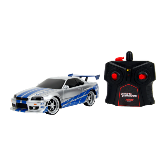 Fast & Furious - 2002 Nissan Skyline GT-R (BNR34) 1:24 Scale Remote Control Car - Jada Toys