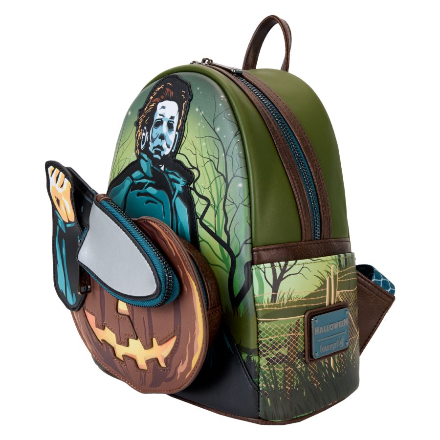 Image Pop Weasel - Image 4 of Halloween - Michael Myers Pumpkin Glow Mini Backpack (with Coin Bag) - Loungefly