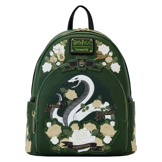 Pop Weasel Image of Harry Potter - Slytherin House Floral Tattoo Mini Backpack - Loungefly