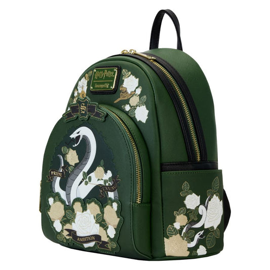 Pop Weasel - Image 2 of Harry Potter - Slytherin House Floral Tattoo Mini Backpack - Loungefly