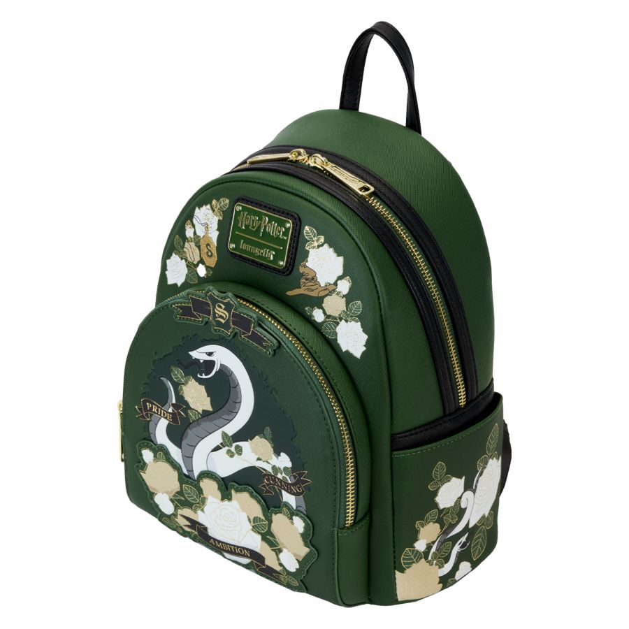 Pop Weasel - Image 3 of Harry Potter - Slytherin House Floral Tattoo Mini Backpack - Loungefly - Bags, Wallets & Purses - Image - Pop Weasel