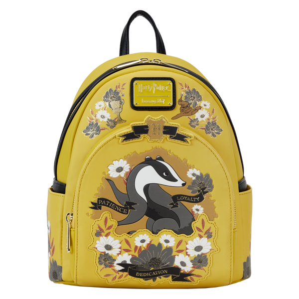Pop Weasel Image of Harry Potter - Hufflepuff House Floral Tattoo Mini Backpack - Loungefly