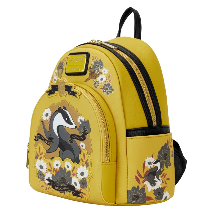 Pop Weasel - Image 2 of Harry Potter - Hufflepuff House Floral Tattoo Mini Backpack - Loungefly - Bags, Wallets & Purses - Image - Pop Weasel