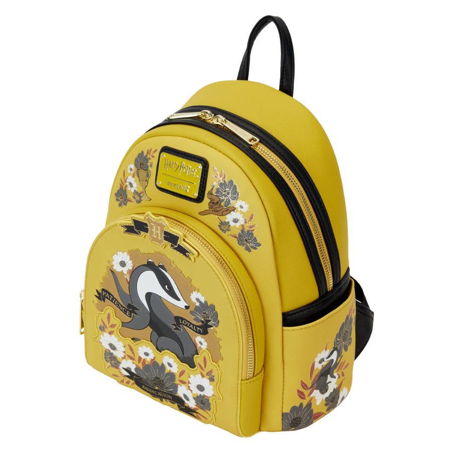 Pop Weasel - Image 3 of Harry Potter - Hufflepuff House Floral Tattoo Mini Backpack - Loungefly - Bags, Wallets & Purses - Image - Pop Weasel