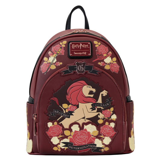 Pop Weasel Image of Harry Potter - Gryffindor House Floral Tattoo Mini Backpack - Loungefly