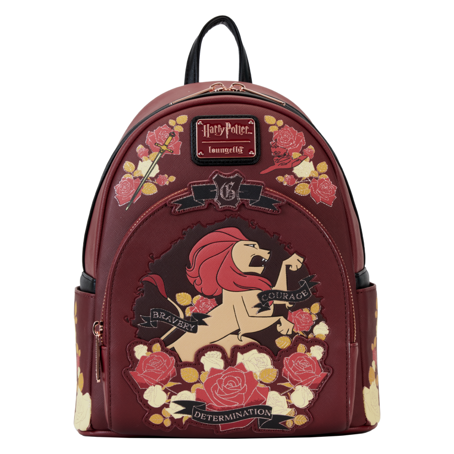 Pop Weasel Image of Harry Potter - Gryffindor House Floral Tattoo Mini Backpack - Loungefly - Bags, Wallets & Purses - Image - Pop Weasel