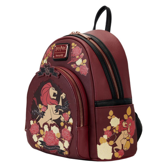 Pop Weasel - Image 2 of Harry Potter - Gryffindor House Floral Tattoo Mini Backpack - Loungefly