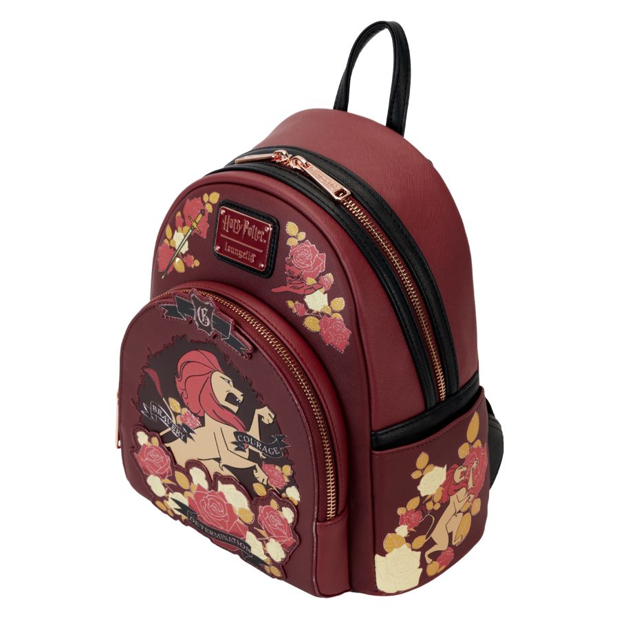 Pop Weasel - Image 3 of Harry Potter - Gryffindor House Floral Tattoo Mini Backpack - Loungefly - Bags, Wallets & Purses - Image - Pop Weasel