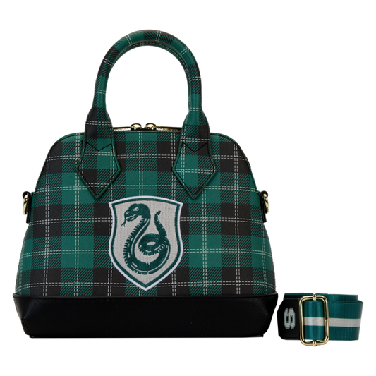 Pop Weasel Image of Harry Potter - Slytherin Patch Varsity Plaid Crossbody Bag - Loungefly