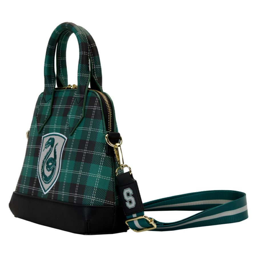 Pop Weasel - Image 2 of Harry Potter - Slytherin Patch Varsity Plaid Crossbody Bag - Loungefly - Bags, Wallets & Purses - Image - Pop Weasel