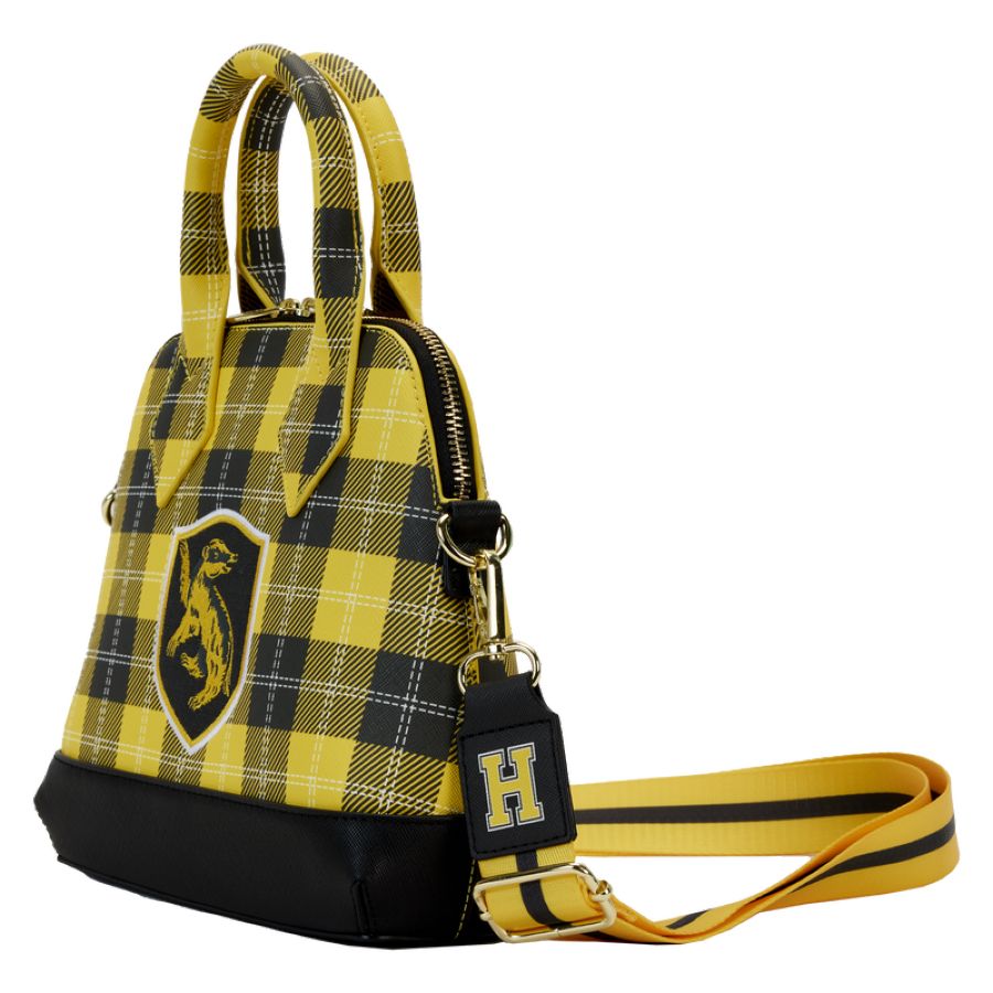 Pop Weasel - Image 2 of Harry Potter - Hufflepuff Patch Varsity Plaid Crossbody Bag - Loungefly