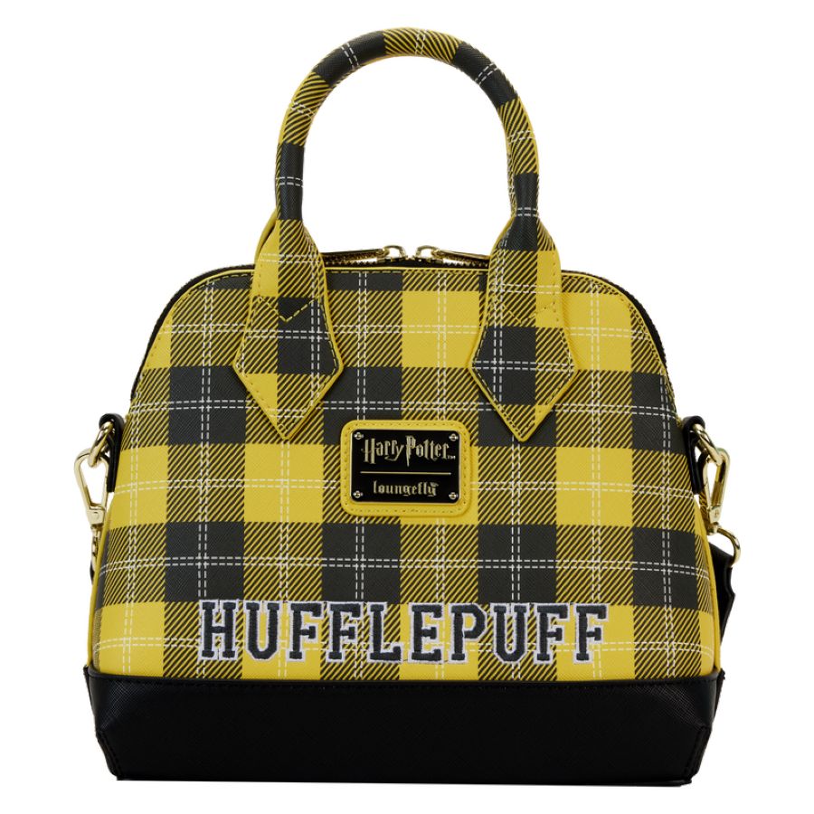 Pop Weasel - Image 4 of Harry Potter - Hufflepuff Patch Varsity Plaid Crossbody Bag - Loungefly