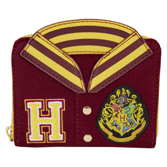 Pop Weasel Image of Harry Potter - Gryffindor Hogwarts Crest Varsity Jacket Zip Around Wallet - Loungefly