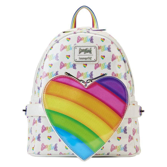 Pop Weasel Image of Lisa Frank - Logo Heart Detach Rainbow Mini Backpack - Loungefly