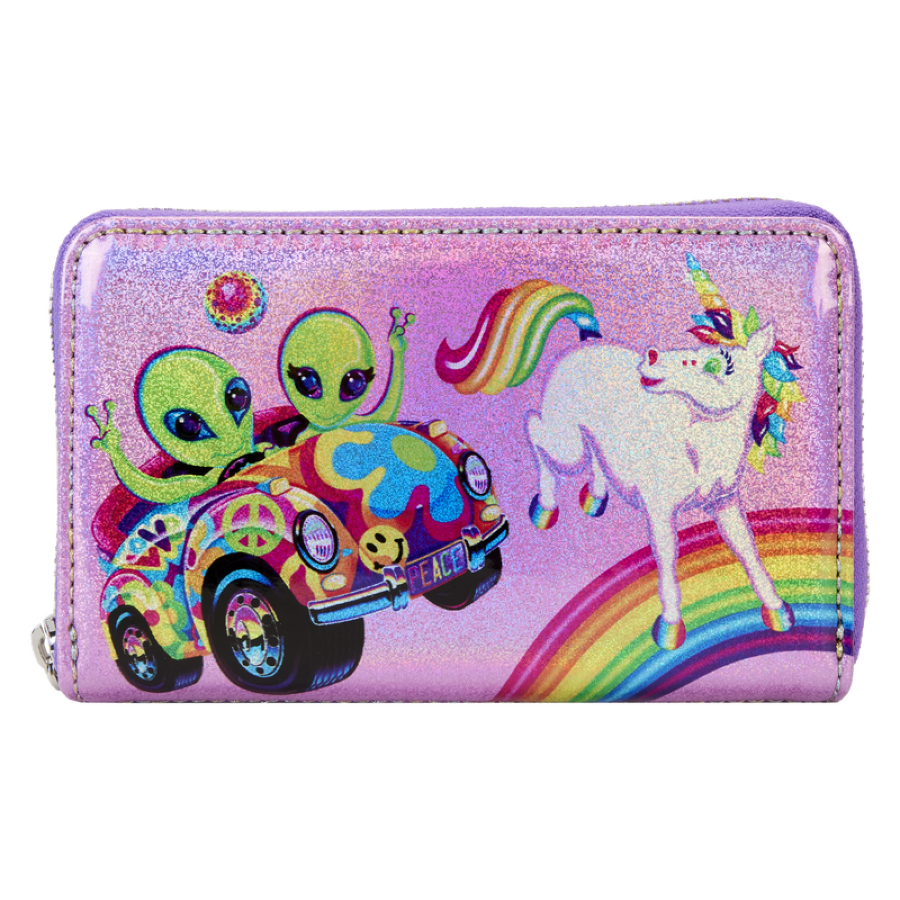 Pop Weasel Image of Lisa Frank - Holographic Glitter Color Block Zip Around Wallet - Loungefly - Bags, Wallets & Purses - Image - Pop Weasel