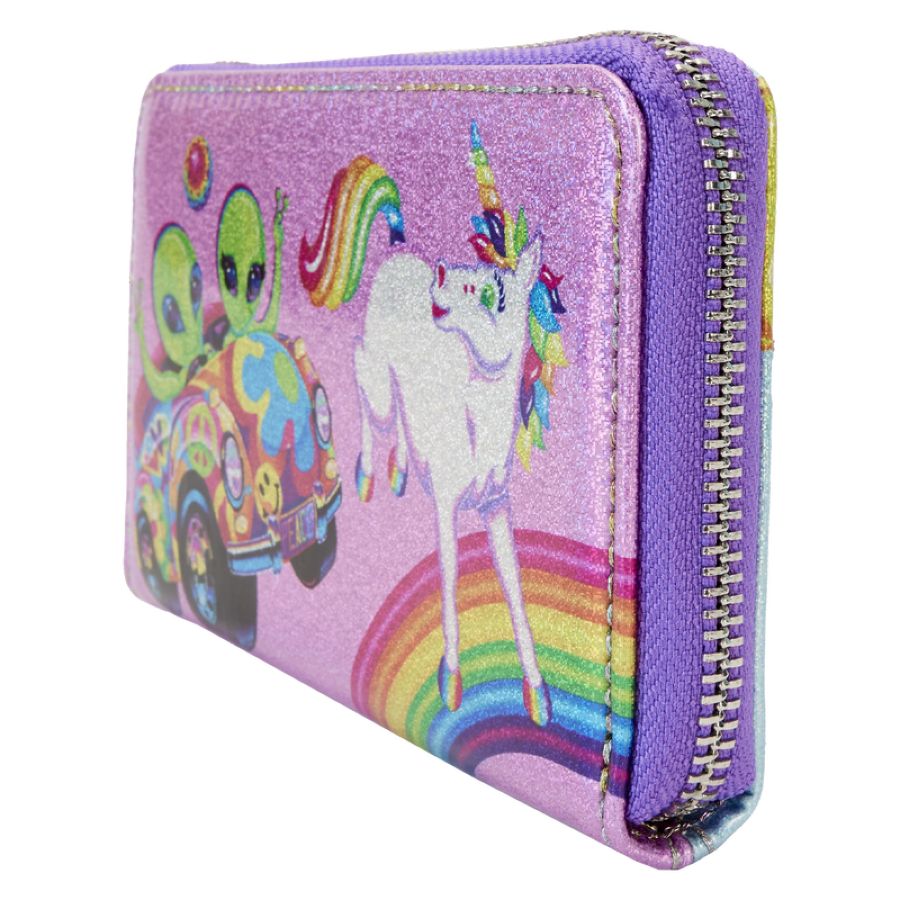 Pop Weasel - Image 2 of Lisa Frank - Holographic Glitter Color Block Zip Around Wallet - Loungefly