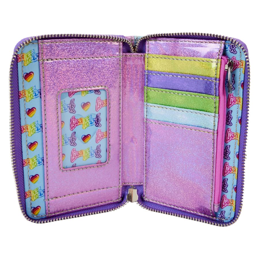 Pop Weasel - Image 4 of Lisa Frank - Holographic Glitter Color Block Zip Around Wallet - Loungefly