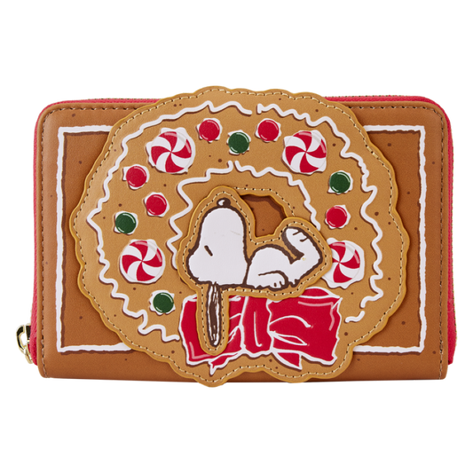 Pop Weasel Image of Peanuts - Snoopy Gingerbread Wreath Scented Zip Around Wallet - Loungefly