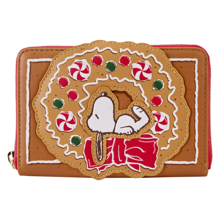 Pop Weasel Image of Peanuts - Snoopy Gingerbread Wreath Scented Zip Around Wallet - Loungefly - Bags, Wallets & Purses - Image - Pop Weasel