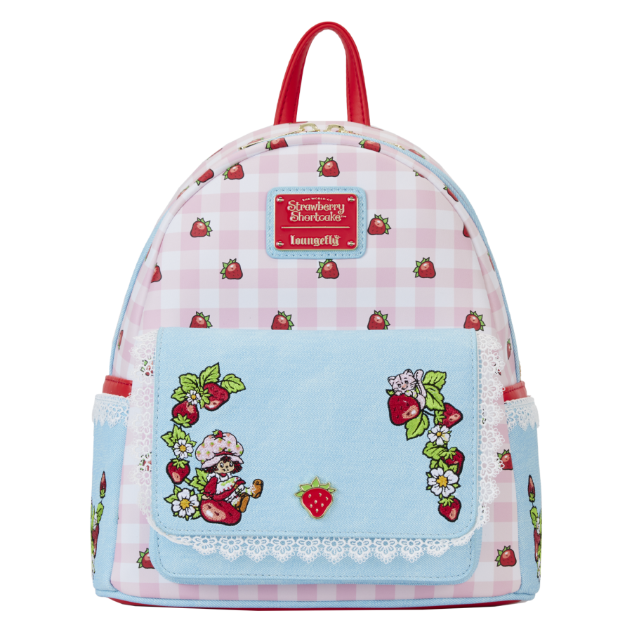 Pop Weasel Image of Strawberry Shortcake - Denim Pocket Mini Backpack - Loungefly - Bags, Wallets & Purses - Image - Pop Weasel