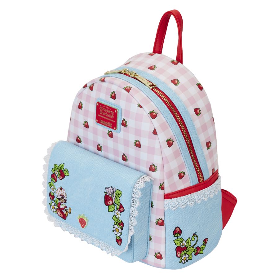 Pop Weasel - Image 3 of Strawberry Shortcake - Denim Pocket Mini Backpack - Loungefly - Bags, Wallets & Purses - Image - Pop Weasel