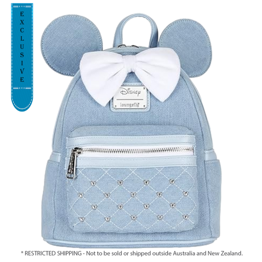 Pop Weasel Image of Disney - Minnie Mouse Denim US Exclusive Mini Backpack [RS] - Loungefly