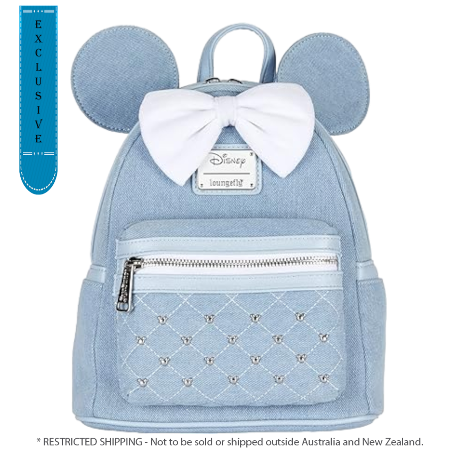 Pop Weasel Image of Disney - Minnie Mouse Denim US Exclusive Mini Backpack [RS] - Loungefly - Bags, Wallets & Purses - Image - Pop Weasel