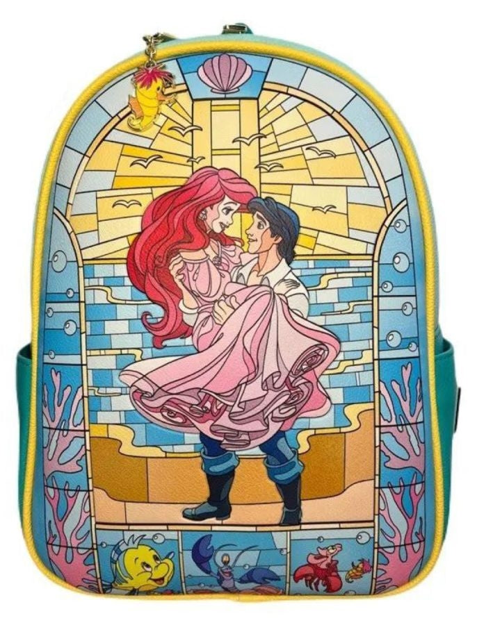 Pop Weasel Image of The Little Mermaid (1989) - Stained Glass US Exclusive Mini Backpack [RS] - Loungefly - Bags, Wallets & Purses - Image - Pop Weasel