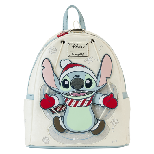 Pop Weasel Image of Lilo & Stitch - Stitch Holiday Snow Angel Glitter Mini Backpack - Loungefly