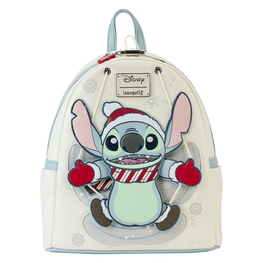 Pop Weasel Image of Lilo & Stitch - Stitch Holiday Snow Angel Glitter Mini Backpack - Loungefly - Bags, Wallets & Purses - Image - Pop Weasel