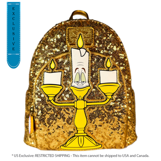 Pop Weasel Image of Beauty & the Beast (1991) - Lumiere Sequin US Exclusive Mini Backpack [RS] - Loungefly