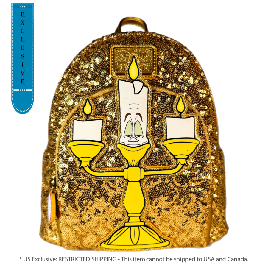 Pop Weasel Image of Beauty & the Beast (1991) - Lumiere Sequin US Exclusive Mini Backpack [RS] - Loungefly - Bags, Wallets & Purses - Image - Pop Weasel