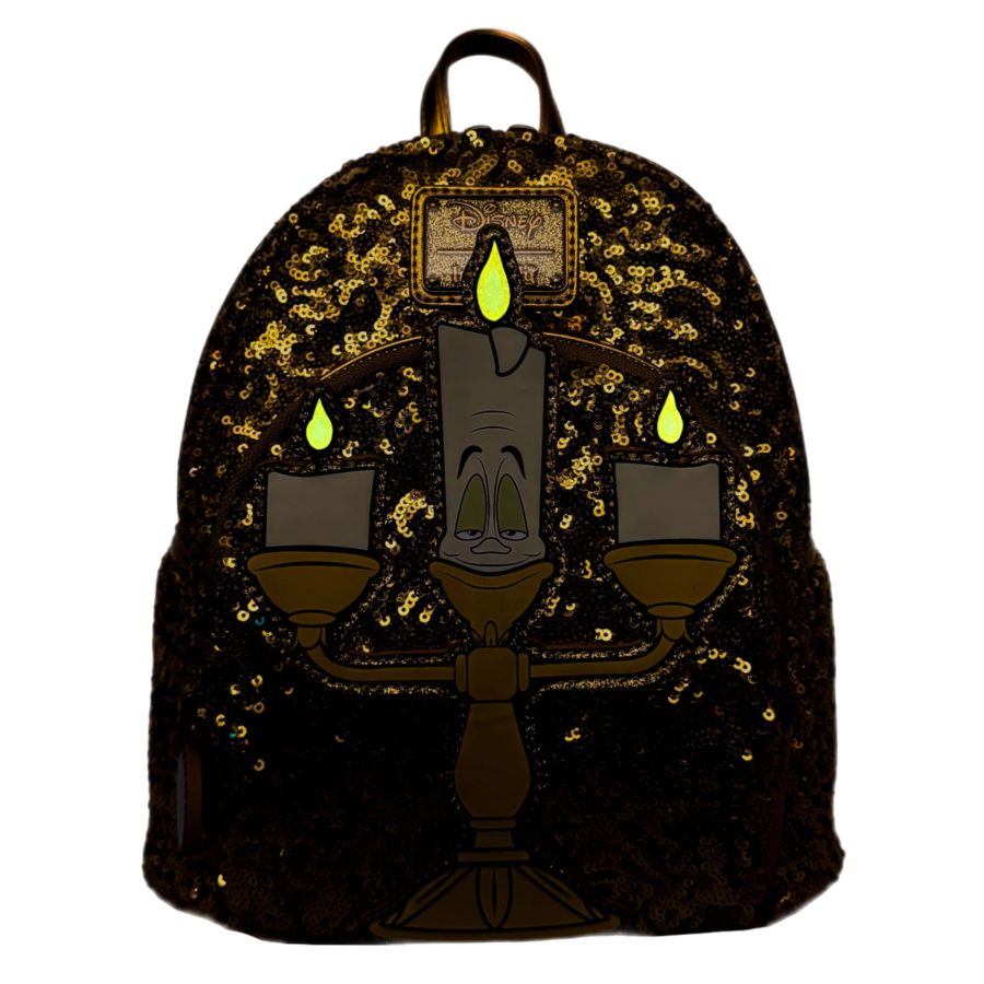 Pop Weasel - Image 3 of Beauty & the Beast (1991) - Lumiere Sequin US Exclusive Mini Backpack [RS] - Loungefly - Bags, Wallets & Purses - Image - Pop Weasel