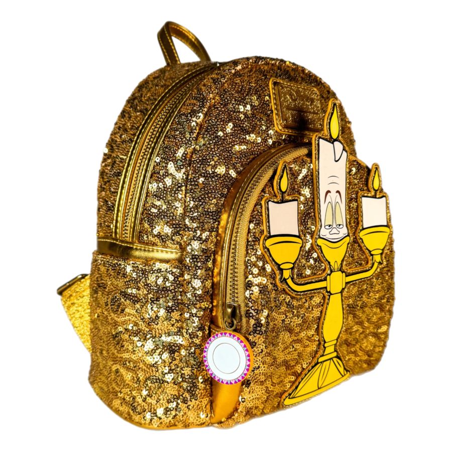 Pop Weasel - Image 4 of Beauty & the Beast (1991) - Lumiere Sequin US Exclusive Mini Backpack [RS] - Loungefly - Bags, Wallets & Purses - Image - Pop Weasel