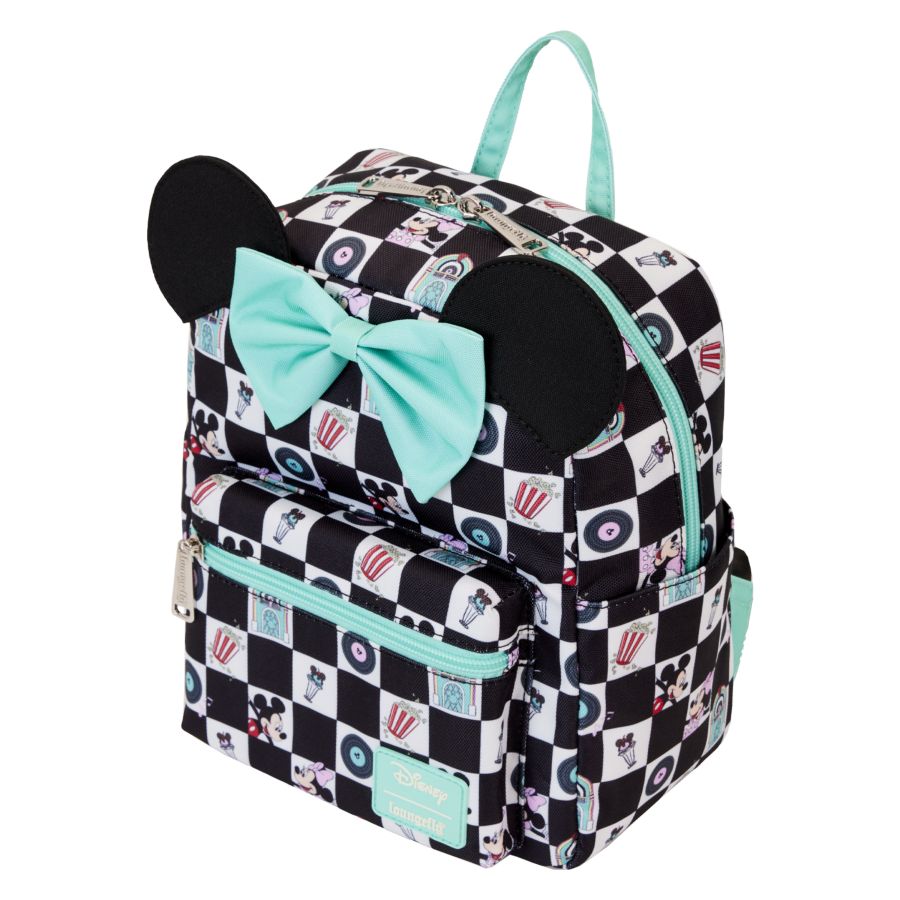 Disney - Mickey & Minnie Date Diner AOP Nylon Backpack - Loungefly - Bags, Wallets & Purses - Image - Pop Weasel