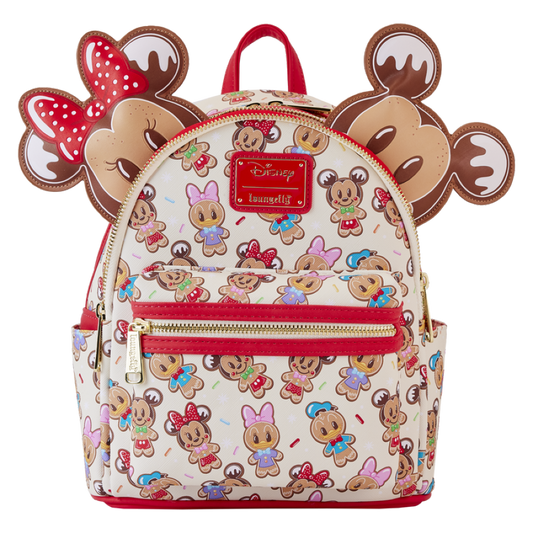 Disney - Mickey & Friends Gingerbread Cookie All-Over Print Mini Backpack With Ear Headband - Loungefly