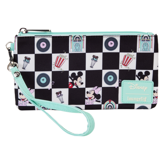 Disney - Mickey & Minnie Date Diner AOP Nylon Wristlet - Loungefly