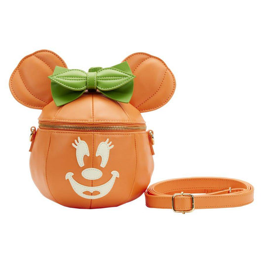 Pop Weasel Image of Disney - Minnie Mouse Pumpkin Glow Face Crossbody Bag - Loungefly