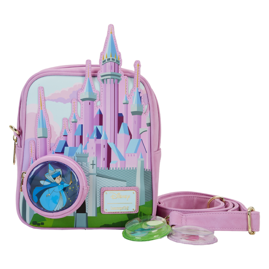 Pop Weasel Image of Sleeping Beauty -Castle Three Good Fairies Stained Glass Crossbody Bag - Loungefly - Bags, Wallets & Purses - Image - Pop Weasel