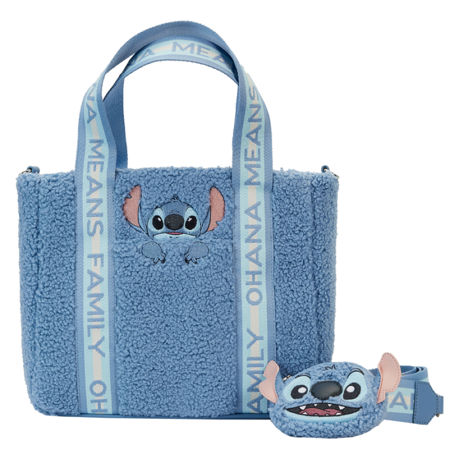 Lilo & Stitch - Stitch Plush Sherpa Tote Bag With Coin Bag - Loungefly - Bags, Wallets & Purses - Image - Pop Weasel