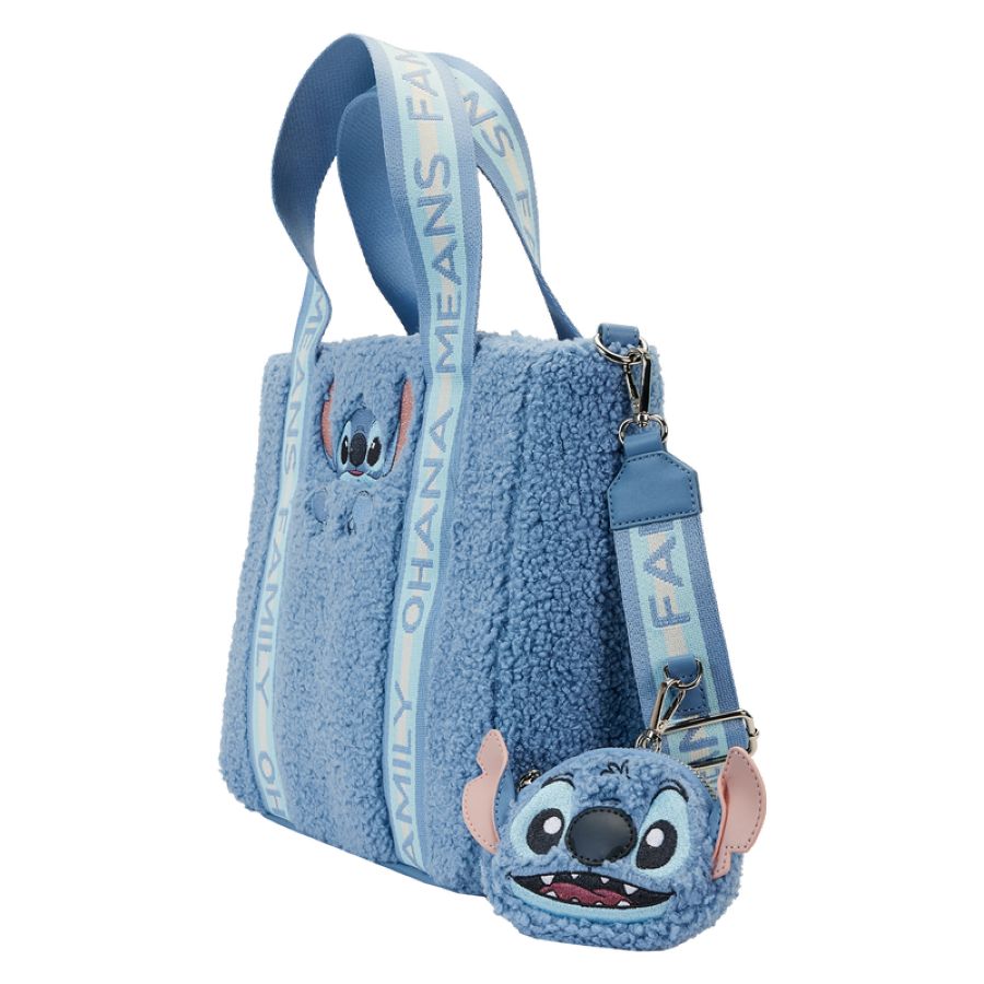 Lilo & Stitch - Stitch Plush Sherpa Tote Bag With Coin Bag - Loungefly