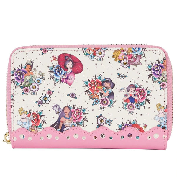 Pop Weasel Image of Disney Princess - Floral Tattoo Zip Purse - Loungefly
