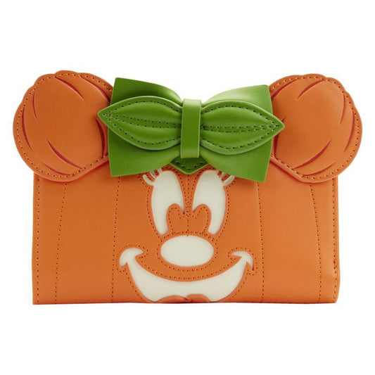 Pop Weasel Image of Disney - Minnie Mouse Pumpkin Glow Face Flap Purse - Loungefly