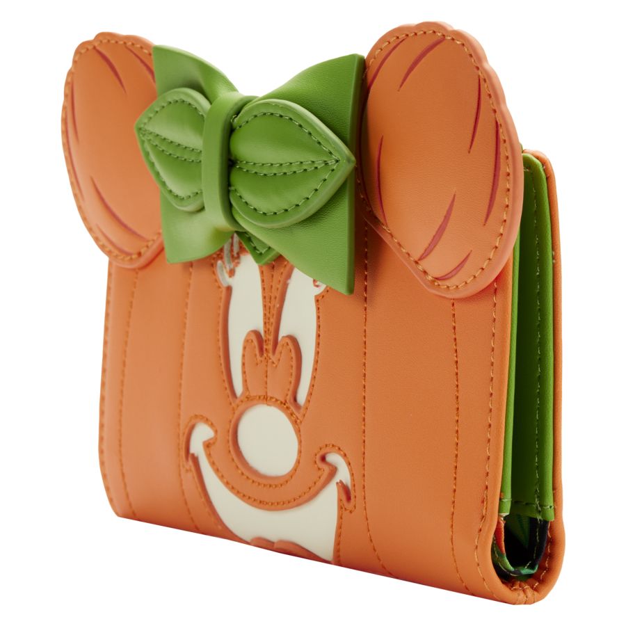 Pop Weasel - Image 4 of Disney - Minnie Mouse Pumpkin Glow Face Flap Purse - Loungefly