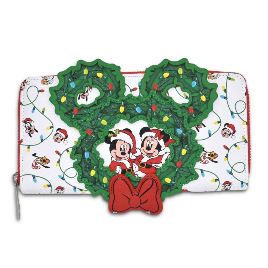 Pop Weasel Image of Disney - Mickey Holiday Wreath US Exclusive Zip Around Purse [RS] - Loungefly - Bags, Wallets & Purses - Image - Pop Weasel